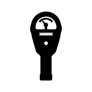 Beyaz arka planda klasik bir park sayacının minimalist siyah silüeti, park metre siluet vektör çizimi