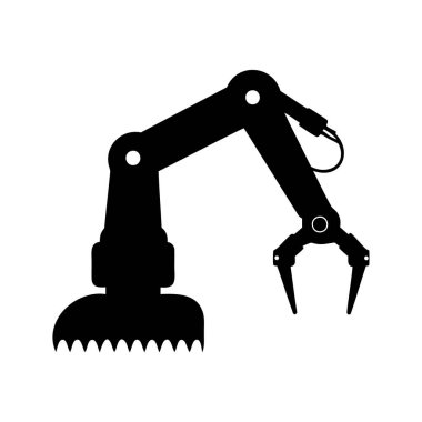 Endüstri veya geri dönüşüm işlemleri, vektör illüstrasyonu, robot kavrayıcı vektör illüstrasyonu için siyah siluet