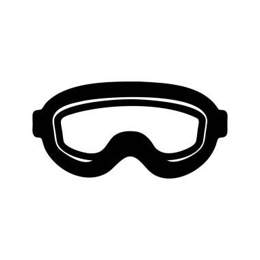 Kayak gözlüklerinin ayrıntılı minimalist çizimi tasarım ve işlevleri, güvenlik gözlükleri siluet vektör çizimi