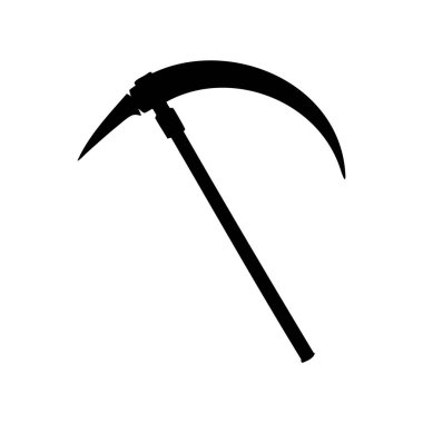 Silüet vektör illüstrasyonunu biçmek, tırpanlamak ve biçmek için kullanılan bir tarımsal aracın siyah ve beyaz çizimi