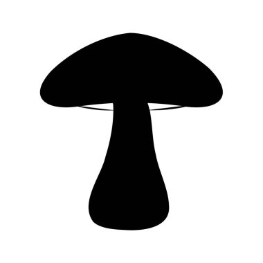 Beyaz arka planda siyah bir mantarın sade ve minimalist bir çizimi, shiitake mantarı silüet vektör çizimi