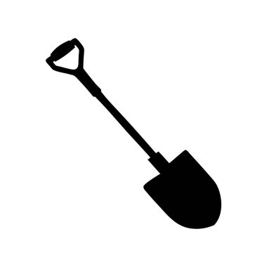 Beyaz arka planda D şeklinde saplı kürek silueti, kürek siluet vektör çizimi