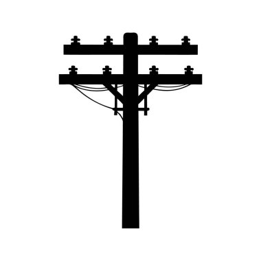 Basit bir ahşap telefon ya da elektrik hizmet direği, elektrik direği silüeti çizimi