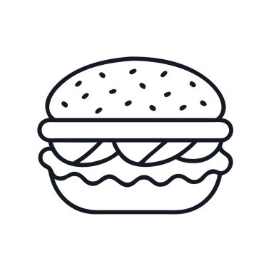 Taze içerikli lezzetli bir Burger 'in basit çizim sanat tasviri, vejetaryen burger silüeti vektör çizimi