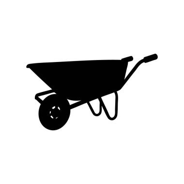 Bir el arabasının silueti, bahçıvanlıkta ve inşaatta kullanılan yaygın bir araç, el arabası silueti çizimi