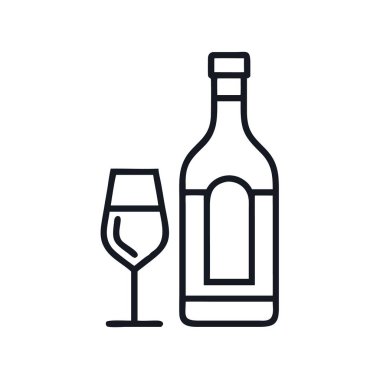 Şarap şişesi ve şarap kadehi çizimi, şarap şişesi ve cam siluet çizimi.