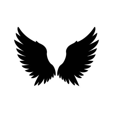 Beyaz arkaplan, kanat siluet vektör illüstrasyonuna karşı bir çift siyah kanadın soyut görüntüsü