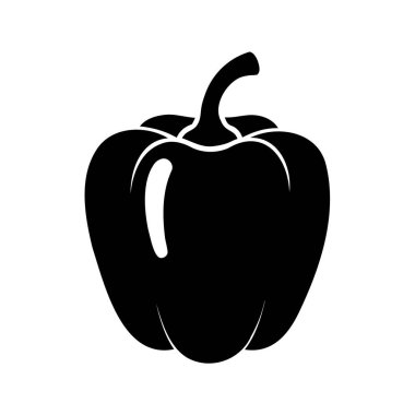 Bir dolmalık biberin silueti, basit ve kalın bir grafik tasviri, çan biberli vektör çizimi