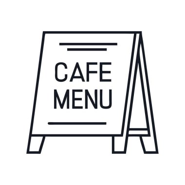 Siyah ve Beyaz Tasarımlı Şekillendirilmiş Cafe Menüsü Duruşu, Basit Tasarım, Kafe menü tahtası silüeti vektör ilülasyonu