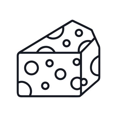 Minimalist peynir ikonu vektör çizimi, bir parça İsviçre peyniri, peynir bloğu siluet vektör çizimi