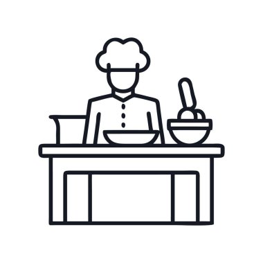 Şef bir restoranda ya da mutfakta yemek hazırlıyor, aşçı mutfak silüetinde yemek pişiriyor.