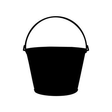 Beyaz arka planda sapı olan bir kovanın siluet çizimi, çiftlik hayvanı besleme kovası silueti çizimi