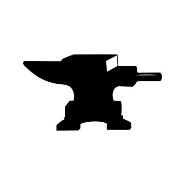 Demircilik için kullanılan bir Örs 'ün Siyah ve Beyaz Silueti, Siluet vektör illüstrasyonunu ayarlıyor