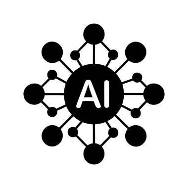 Yapay zeka bağlantısı ve veri analizi gösterimi gelişmiş sinirsel ağ entegrasyonu, ai nöral ağ siluet vektör çizimi