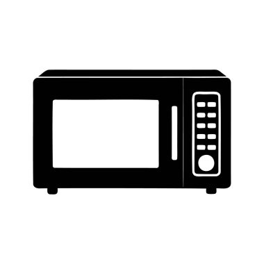 Yemek pişirme, mikrodalga fırın silueti vektör çizimi için modern mutfak aletleri tasarımı tasviri