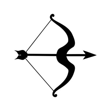 Okçuluk atış talimi, yay ve hedef vektör çizimi için klasik bir yay ve ok tasviri
