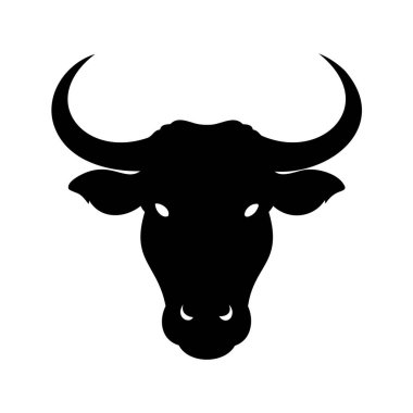Güçlü bir Bufalonun Silueti, Dayanıklılık ve Dayanıklılık Amblemi, boynuzları siluet vektör çizimi olan boğa.