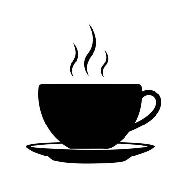 Bir fincan sıcak kahvenin siyah silueti ya da çay fincanı, çay fincanı silüeti çizimi