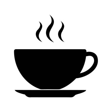 Görünür buharlı bir fincan kahve ya da çay silueti, bir fincan çay silueti vektör çizimi