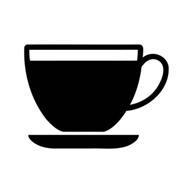 Kahve fincanı ve fincan tabağı, espresso bardağı silueti çiziminin siyah ve beyaz minimalist çizimi