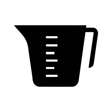 Ölçüm işaretli bir ölçü kabının siyah ve beyaz çizimi, ölçüm bardakları silüet vektör çizimi