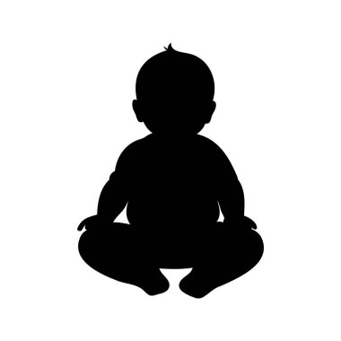 Sevimli bebek silueti bacak bacak üstüne atarak hayatın tadını çıkarıyor, yeni doğan bebek silüet vektör çiziminde oturuyor.