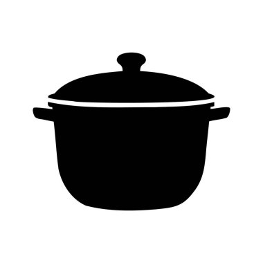 Mutfak Oluşturmak için Kapalı Tencerenin Zarif Siyah Silueti, Lidsiluet vektör çizimi ile kap