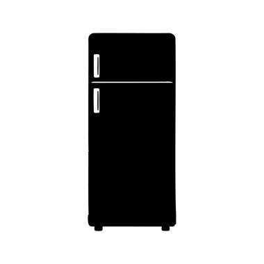 Pürüzsüz ve modern iki kapılı bir buzdolabı. Herhangi bir modern mutfak için mükemmel. Buzdolabı silüeti çizimi.