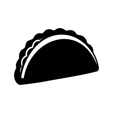 Biçimlendirilmiş siyah-beyaz empanada çizimi düz beyaz arkaplan alanı, taco kabuk siluet vektör çizimi
