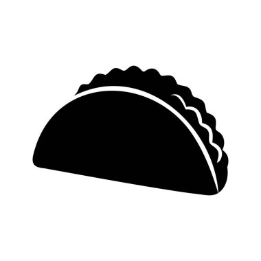 Çıtır kabuklu leziz taco grafikleri, yemeye hazır, guacamole siluet vektör resimli taco.