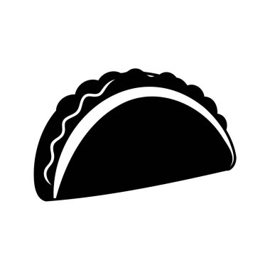 Siyah-Beyaz Empanada 'nın Asgari Simgesi, Crimped Edges' li taco et silueti çizimi