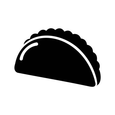 Lezzetli bir böreğin silueti ya da kıstırılmış kenarları gösteren el pastası, salsa silueti vektör resimli taco.