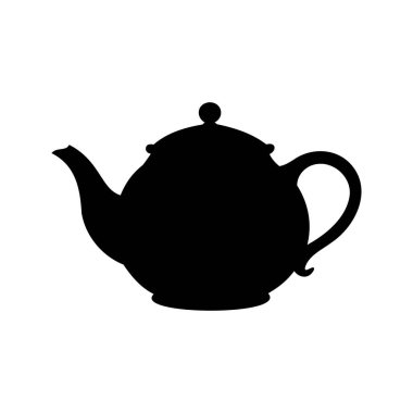 Minimalist Tasarım için Temiz Beyaz Arkaplanda Zarif Çaydanlık Silueti, Silüet vektör çizimi