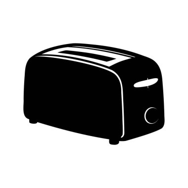 Mutfak aletleri ikonu, tost makinesi silueti çizimi için siyah ve beyaz bir tost makinesi silueti