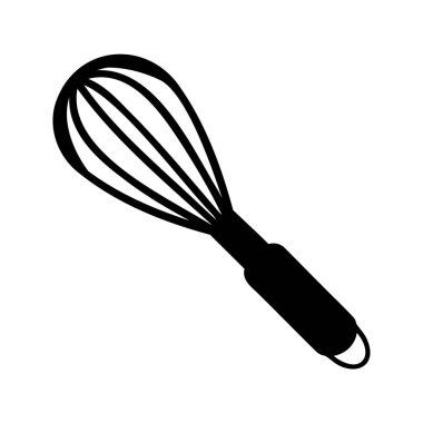 Bir balon çırpma aletinin minimalist siyah beyaz çizimi, çırpma silueti vektör çizimi