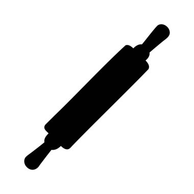 Klasik ahşap bir oklava tasviri, fırın işleri için kullanılır, yuvarlanan pin silueti vektör çizimi