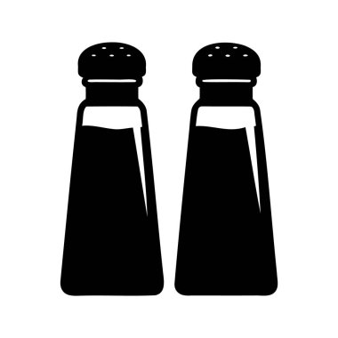 Monokrom minimalist tuz ve biber karıştırıcılar, zarafet, tuz ve biber karıştırıcı siluet vektör illüstrasyonuyla yan yana durur