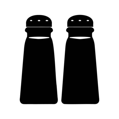 Beyaz arka planda tuz ve biber karıştırıcılarının siyah silueti, tuz ve biber karıştırıcıları siluet vektör çizimi