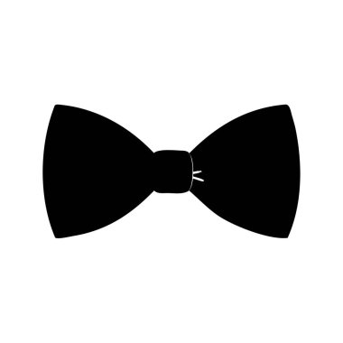 Gelişmişlik için beyaz arkaplanda zarif siyah papyon silueti, papyon vektör çizimi