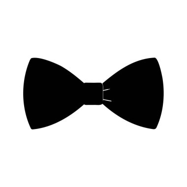 Zarif siyah papyon, beyaz arka plan çizimi, papyon vektör illüstrasyonuna odaklı.