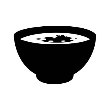 Çorba ve süslemelerle dolu bir kasenin tek renkli çizimi, bir kase çorba silueti çizimi.