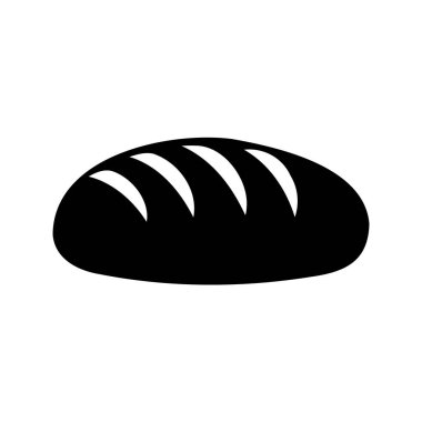 Beyaz zemin üzerinde bir somun ekmeğin siyah silueti, ekmek somunu silüet vektör çizimi