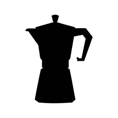 Klasik bir Moka kahve demliğinin, kahve makinesi silueti çiziminin basit siyah beyaz çizimi.