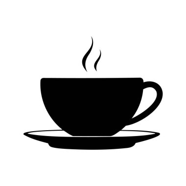 Bir fincan çay fincanının çay fincanı silüeti çiziminin zarif, minimalist siyah ve beyaz çizimi.