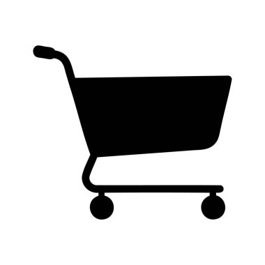 Ticari ve ticari kullanım için uygun siyah alışveriş arabası silüeti çizimi, boş alışveriş arabası silueti çizimi