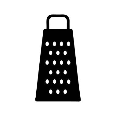 Yemek hazırlama ve pişirme, rendelenmiş silüet vektör çizimi için kullanılan siyah beyaz simge