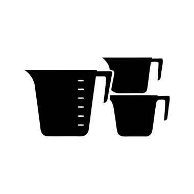 Siluet 'te depolanmış Ölçme Kadehleri, Evde Pişirme ve Pişirme İçin Kullanım Aletleri, bardakların silüet vektör ilülasyonunu ölçme