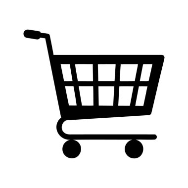Alışveriş arabasının silueti, perakende, ticaret ve müşteri alımını temsil ediyor, alışveriş arabası silüeti çizimi
