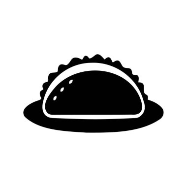 Tabaktaki Empanada, her durum için lezzetli bir pastırma, tabak üzerindeki taco, silüet vektör çizimi.