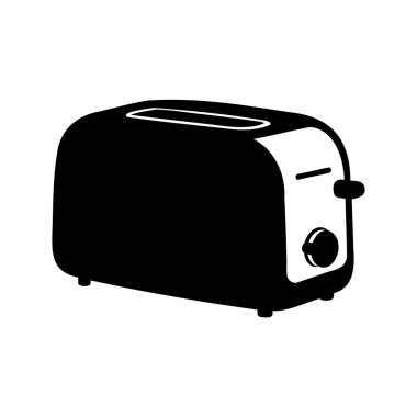 Basit siyah-beyaz tost makinesi ayarlanabilir karanlık ayarları, tost makinesinin silüet vektör çizimi